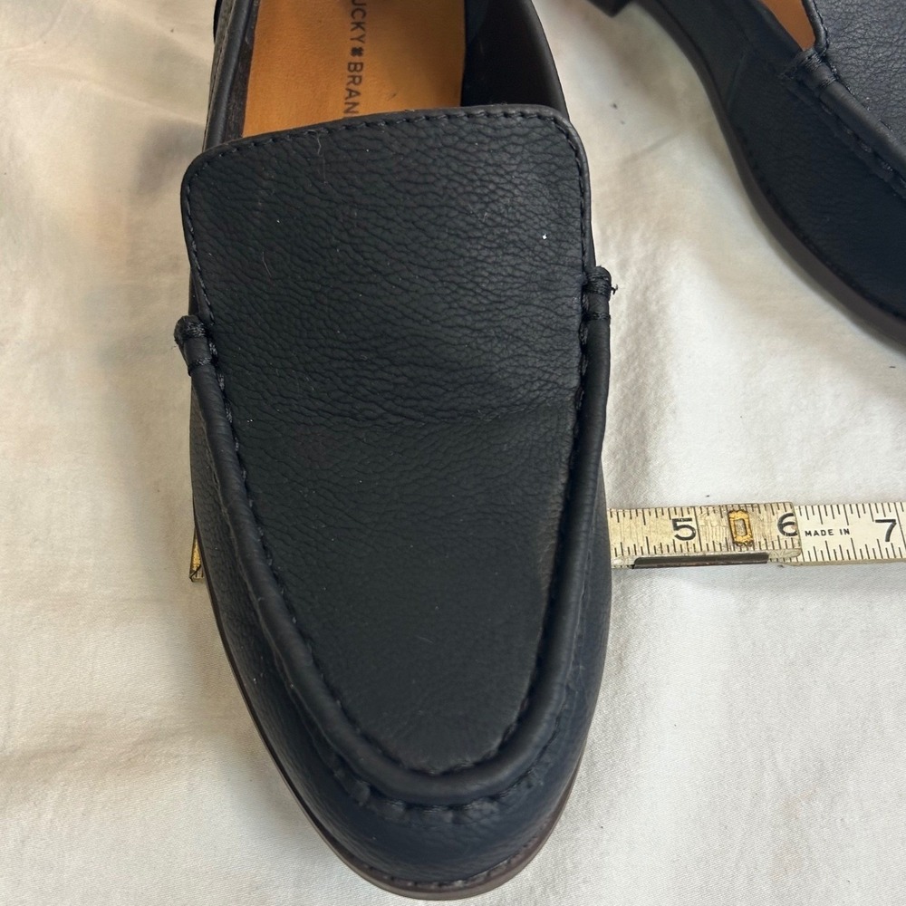 Lucky Brand Black Leather Loafers Size 11 Dark‎ Academia Quiet Luxury Old Money - Picture 6 of 9